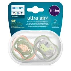 Avent 2 ciucci ultra air 6-18 mesi colore verde/grigio – philips