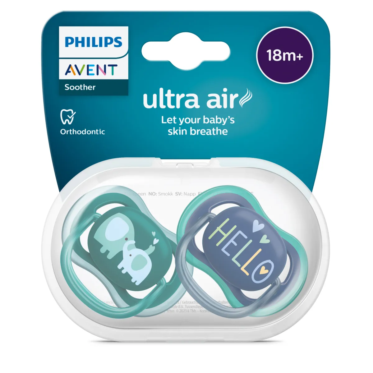 Avent 2 ciucci ultra air 18+ mesi colore verde/blu – philips