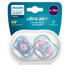 Avent 2 ciucci ultra air 6-18 mesi colore blu/rosa – philips