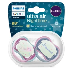 Avent 2 ciucci ultra air night time 6-18 mesi decorazione stella/dreams – philips