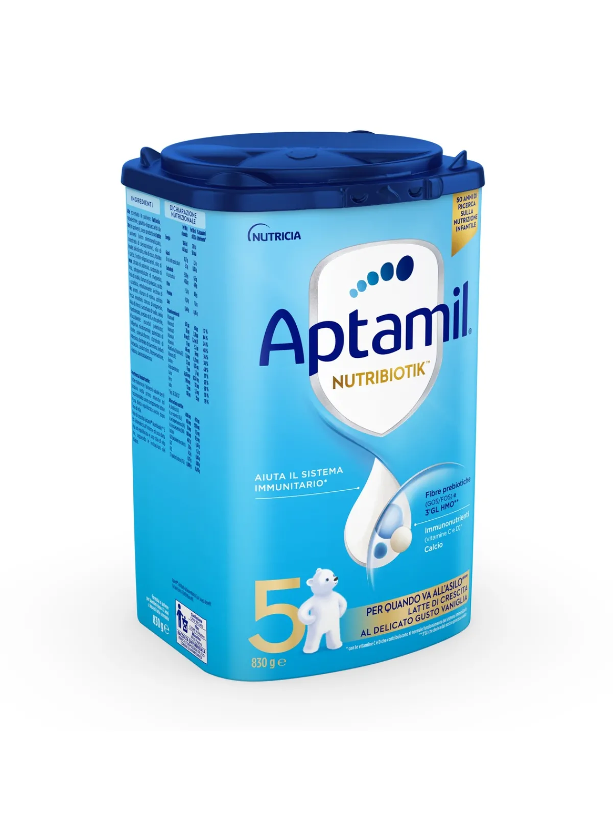 Aptamil nutribiotik 5 – latte di crescita in polvere per bambini dal 36° mese compiuto 830g