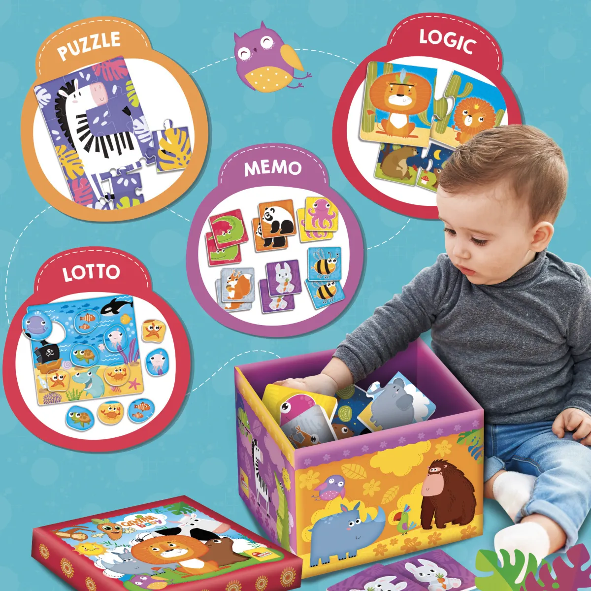 LISCIANI Baby super box – scatola ricca di giochi educativi montessoriani – carotina – 24m+