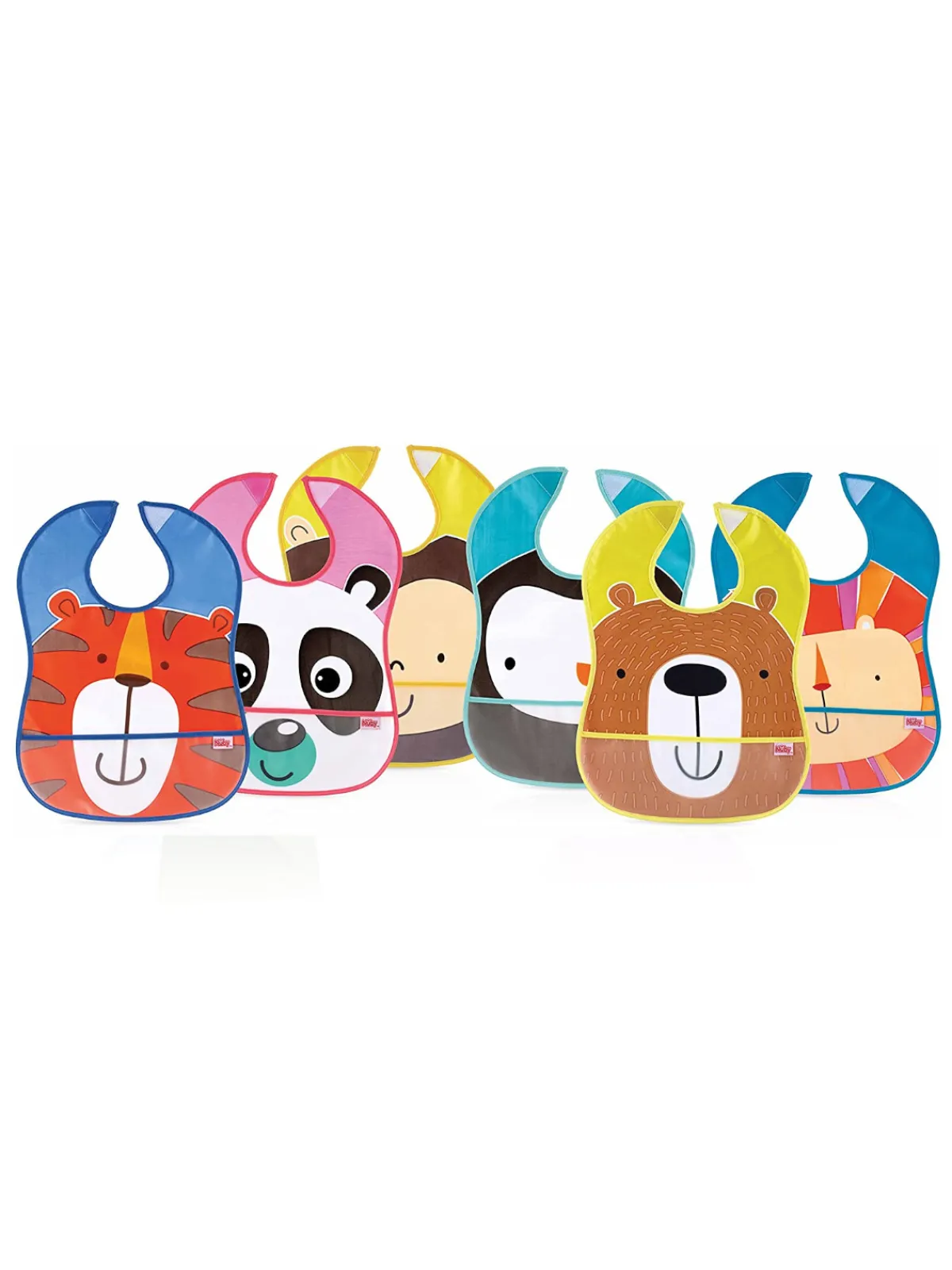 Nuby Bavaglino nylon con raccogli briciole colori assortiti