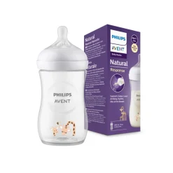 Avent Biberon natural con tettarella a risposta naturale decorazione giraffe da 260 ml 1m+ | senza bpa – philips