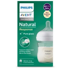 Avent Biberon natural in vetro con tettarella a risposta naturale da 120ml 0m+ | senza bpa – philips