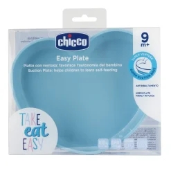 Chicco piatto cuore silicone blu 9m+