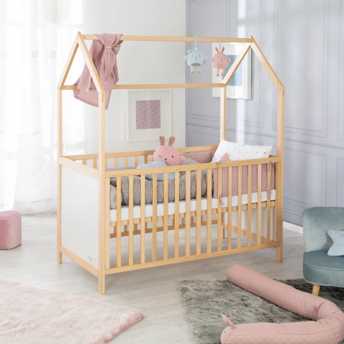 ROBA GMBH Lettino a casetta evolutivo 70×140 naturale bianco – roba