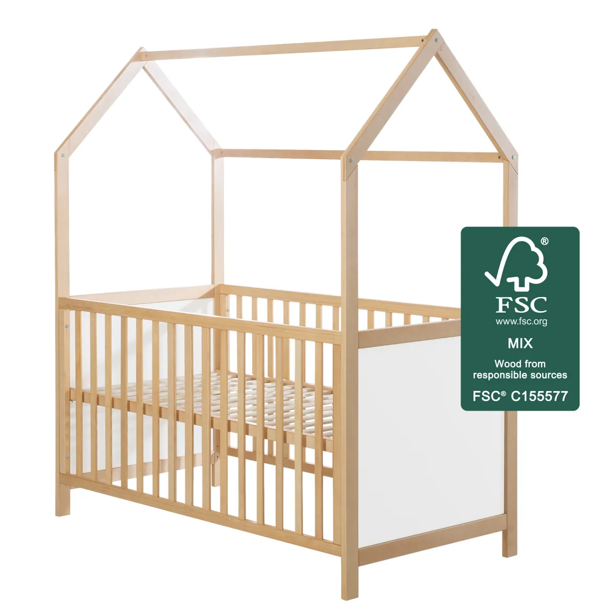 ROBA GMBH Lettino a casetta evolutivo 70×140 naturale bianco – roba