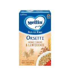 Mellin – la pasta dei bimbi 100% naturale orsetti con grano tenero e lenticchie 280g