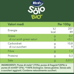 Hero Omogeneizzato mela fragola mirtillo 120 gr – solo