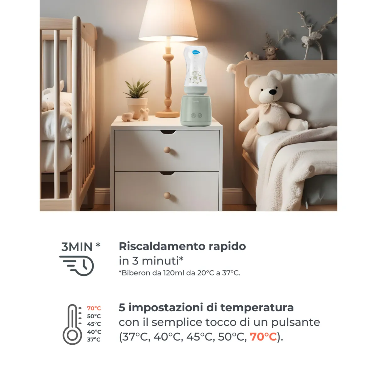 Nuvita Scaldabiberon portatile mix70 universale con funzione di mescolamento 1164 –