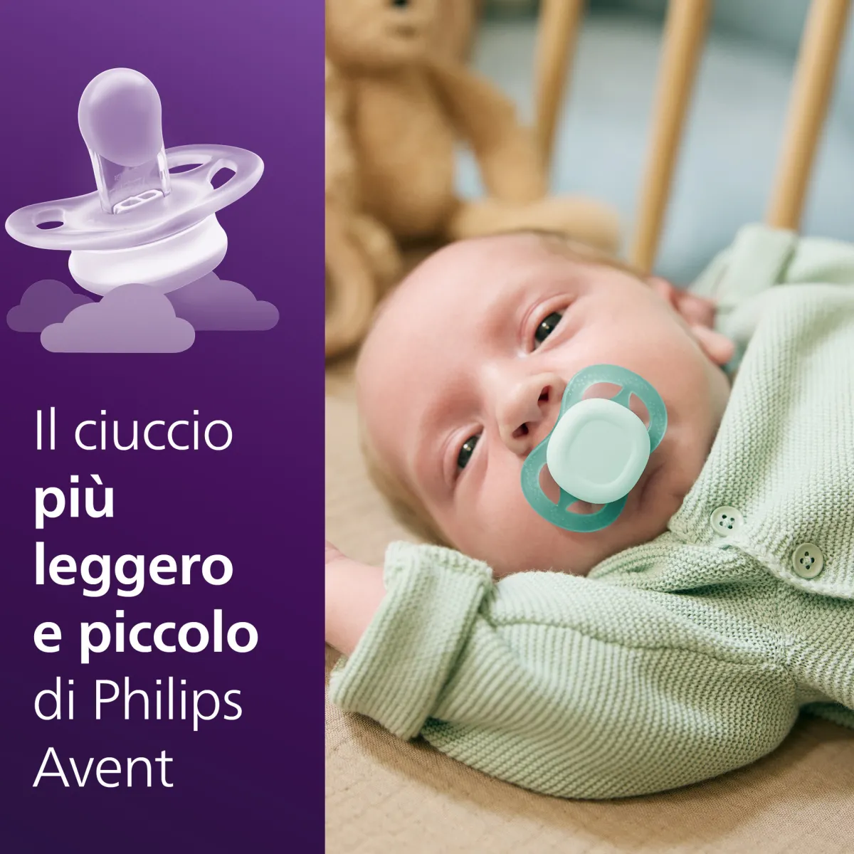 Avent Succhietti ultra start 0-2m day pastello verde e blu , a base vegetale – set da 2 ciucci – philips