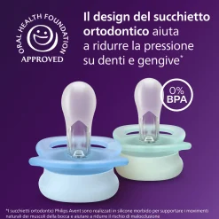 Avent Succhietti ultra start 0-2m day pastello verde e blu , a base vegetale – set da 2 ciucci – philips