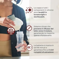 Nuvita Tiralatte elettrico indossabile singolo materno comfort a 3 fasi –